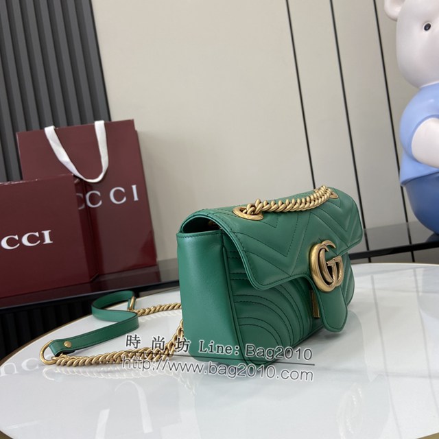 Gucci專櫃古馳最新款Marmont系列絎縫迷你手袋原廠皮鏈條女士挎包 jh2202型號：446744